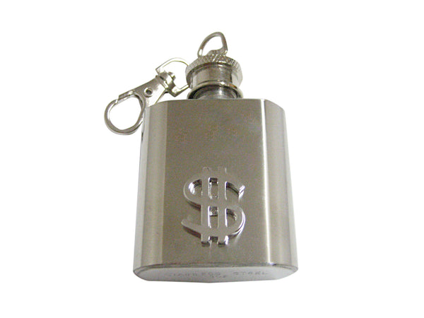 Silver Toned US Dollar Sign 1 Oz. Stainless Steel Key Chain Flask