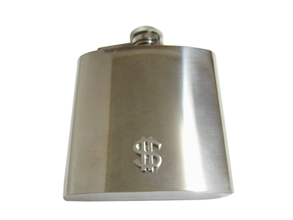 Silver Toned US Dollar Sign 6 Oz. Stainless Steel Flask