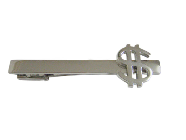 Silver Toned US Dollar Sign Square Tie Clip