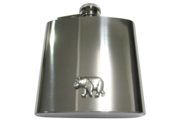 Silver Toned Walking Bear 6oz Flask