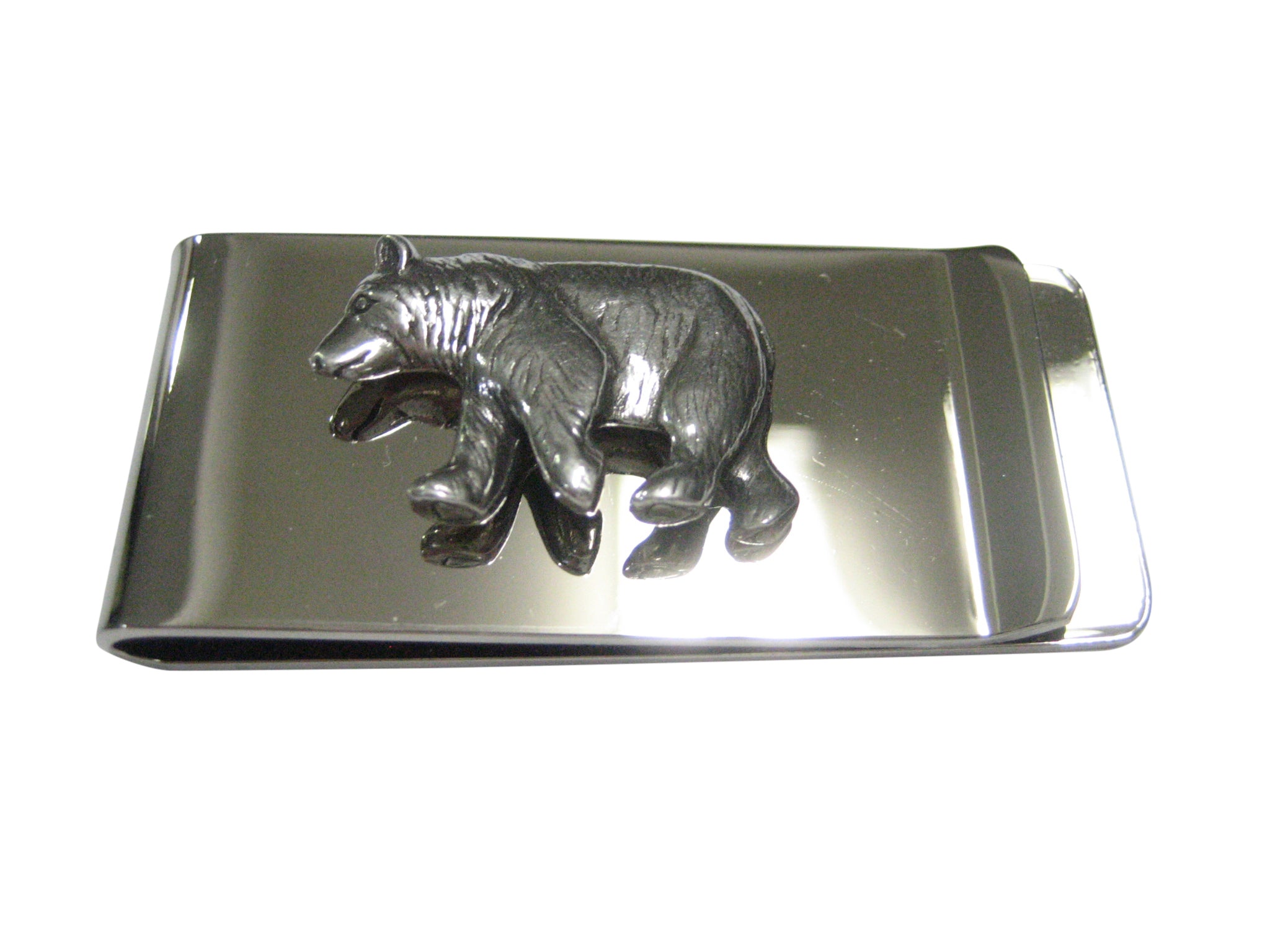 Silver Toned Walking Bear Money Clip
