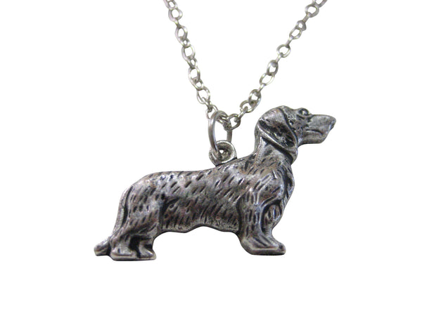 Silver Toned Weiner Dog Pendant Necklace