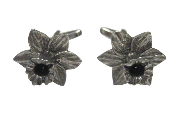 Silver Toned Welsh Daffodil Flower Cufflinks
