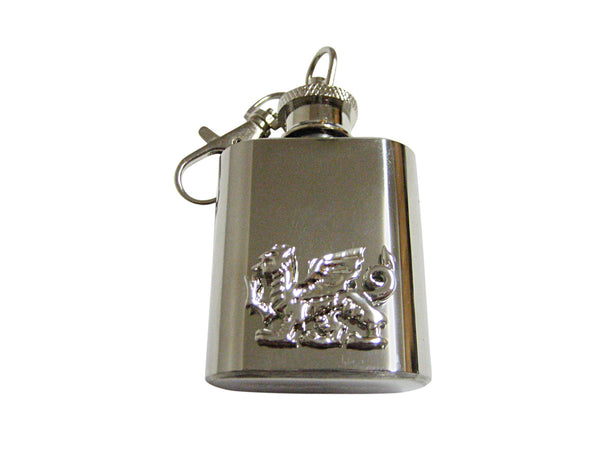 Silver Toned Welsh 1 Oz. Stainless Steel Key Chain Flask