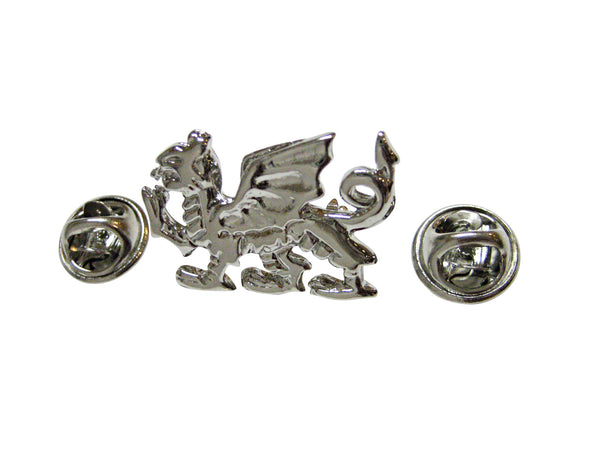 Silver Toned Welsh Dragon Lapel Pin