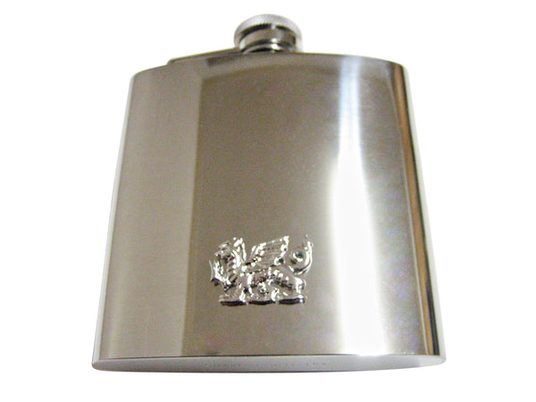 Silver Toned Welsh Dragon 6 Oz. Stainless Steel Flask