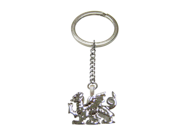 Silver Toned Welsh Dragon Pendant Keychain