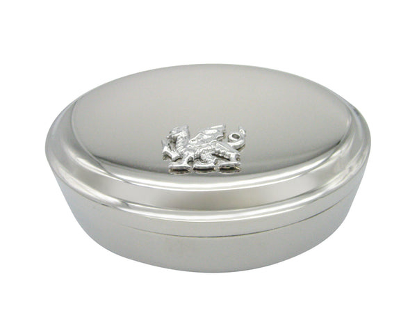 Silver Toned Welsh Oval Trinket Jewelry Box