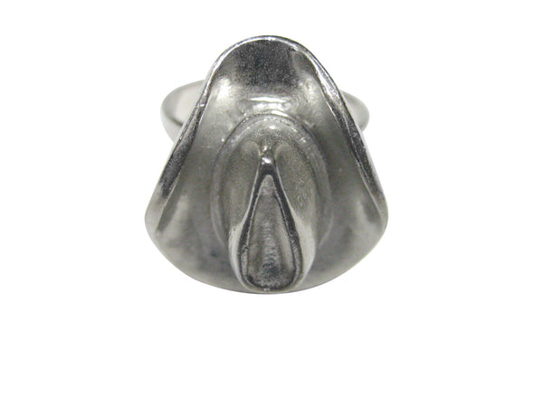 Silver Toned Western Cowboy Hat Adjustable Size Fashion Ring