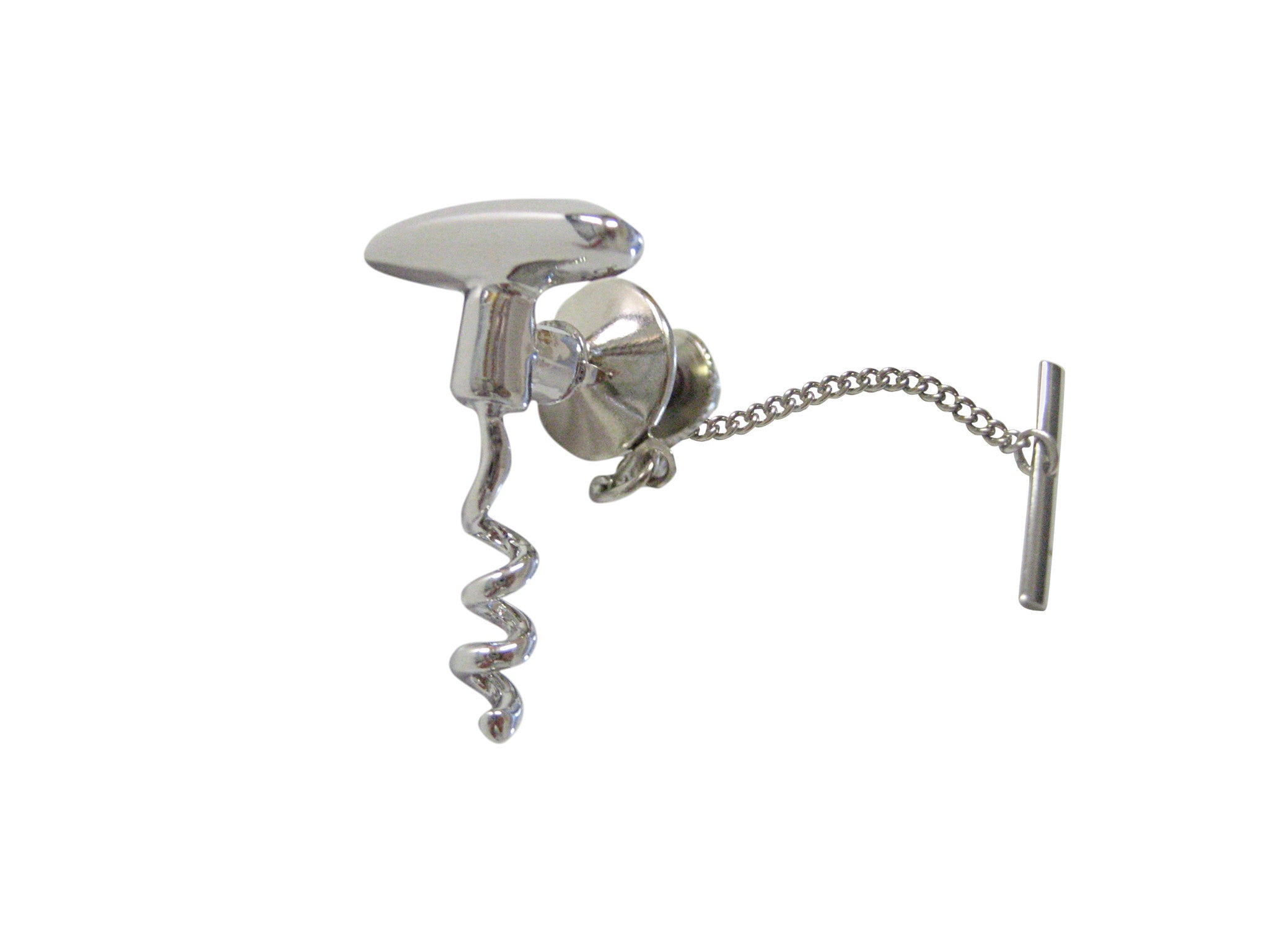 Silver Toned Wine Cork Screw Tie Tack