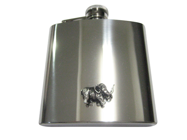 Silver Toned Woolly Mammoth 6oz Flask