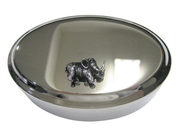 Silver Toned Woolly Mammoth Oval Trinket Jewelry Box