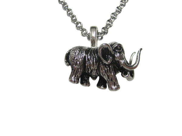 Silver Toned Woolly Mammoth Pendant Necklace