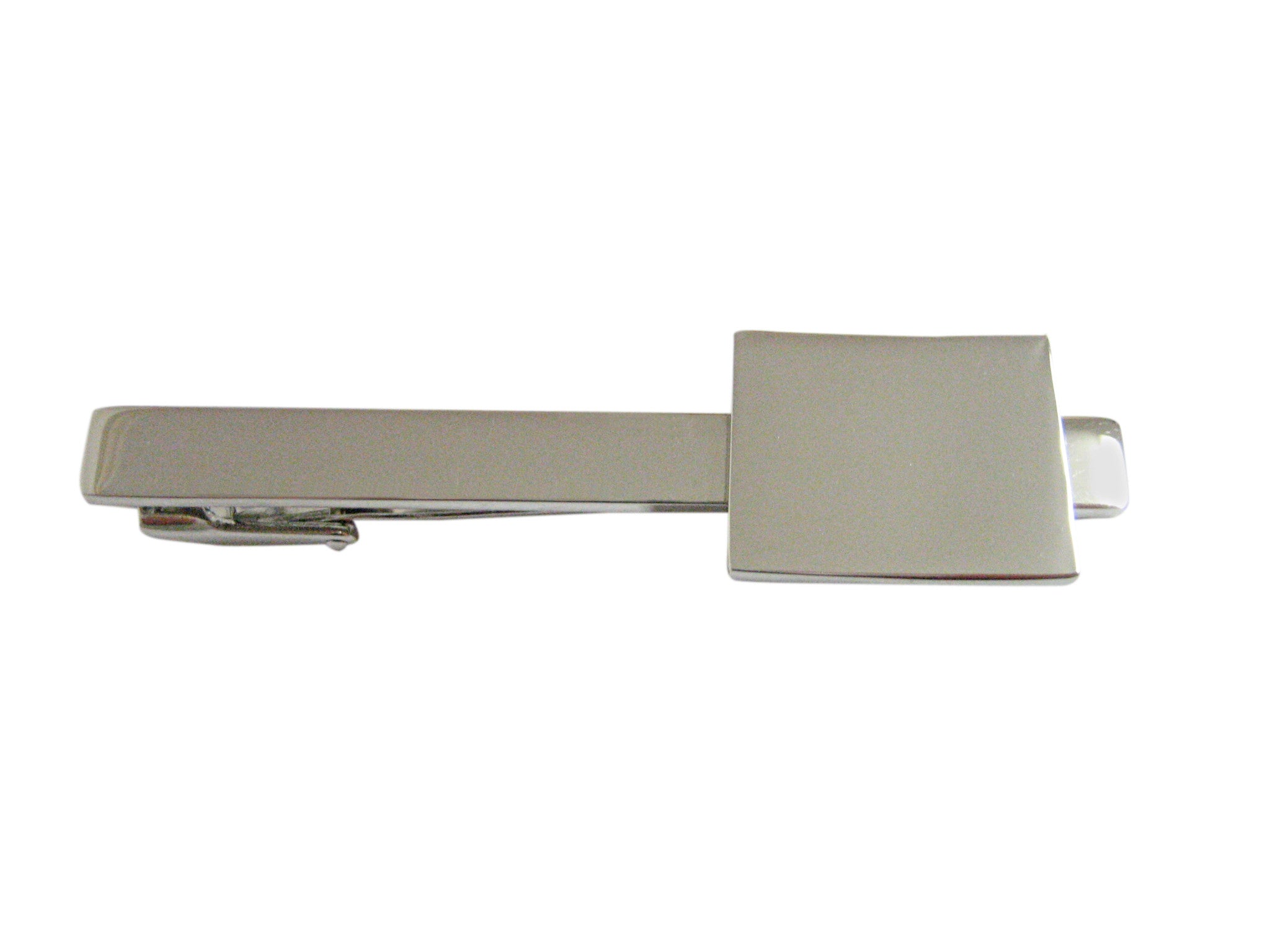 Silver Toned Wyoming State Map Shape Square Tie Clip
