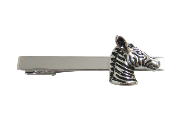 Silver Toned Zebra Head Square Tie Clip
