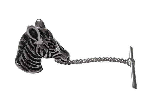Silver Toned Zebra Head Tie Tack