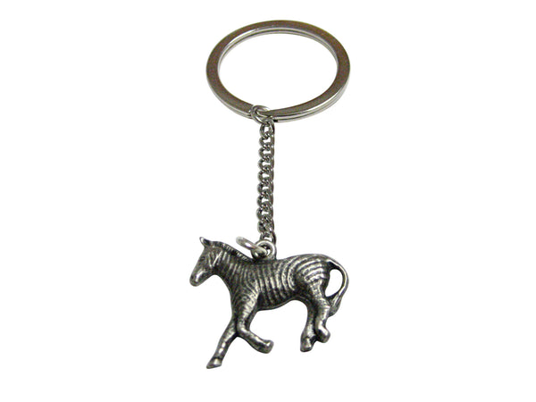 Silver Toned Zebra Pendant Keychain