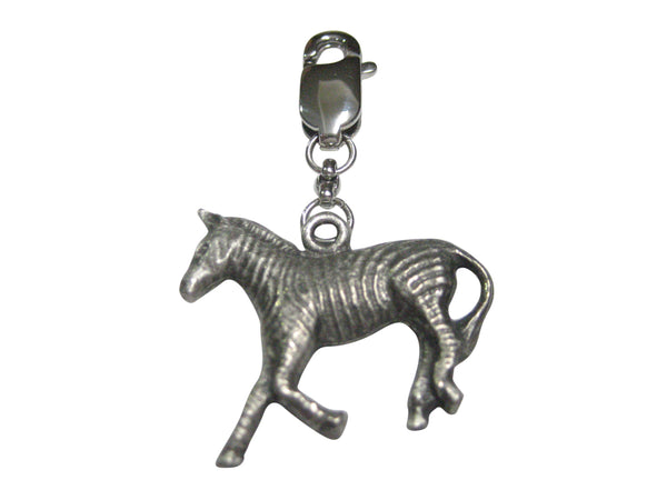 Silver Toned Zebra Pendant Zipper Pull Charm