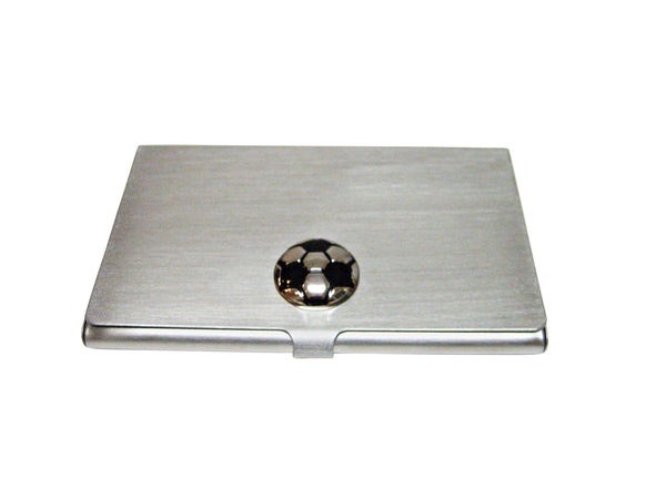 Silver and Black Soccer Ball Business Card Holder