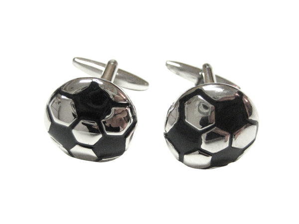 Silver and Black Soccer Ball Cufflinks