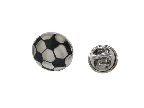 Silver and Black Soccer Ball Lapel Pin
