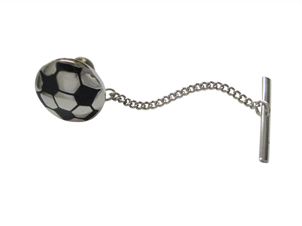 Silver and Black Soccer Ball Tie Tack