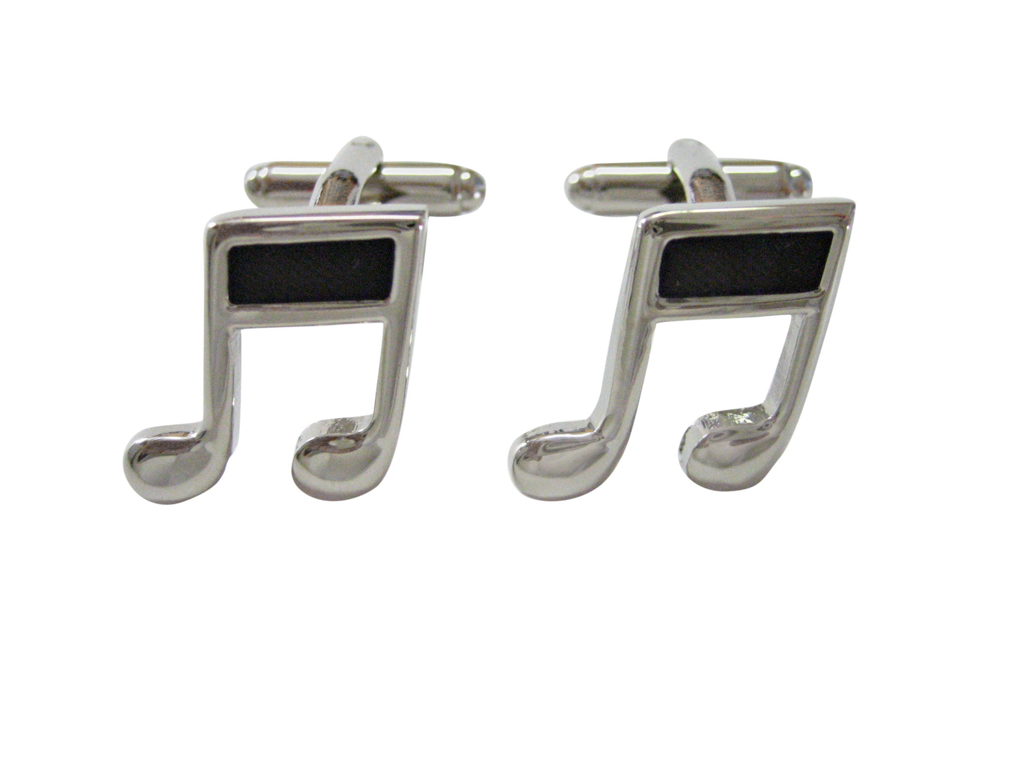 Silver and Black Toned Musical Note Cufflinks