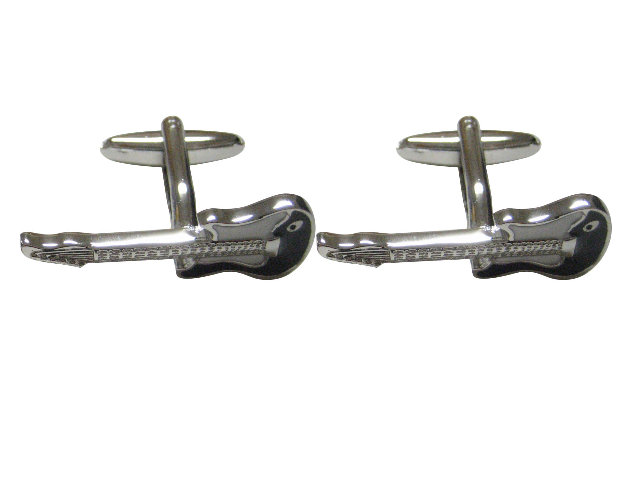 Silver and Black Toned Rocker Guitar Cufflinks