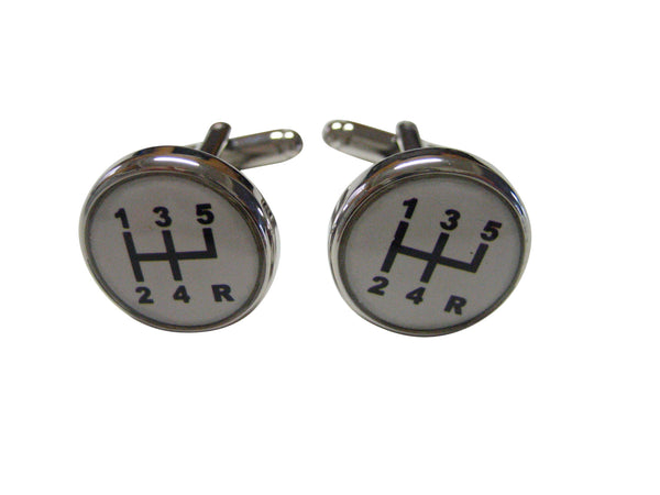 Silver and White Toned Gear Shift Cufflinks