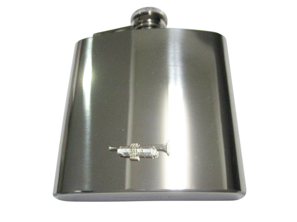 Silver and White Toned Music Trumpet 6oz Flask