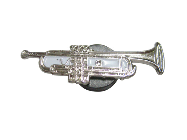 Silver and White Toned Music Trumpet Magnet
