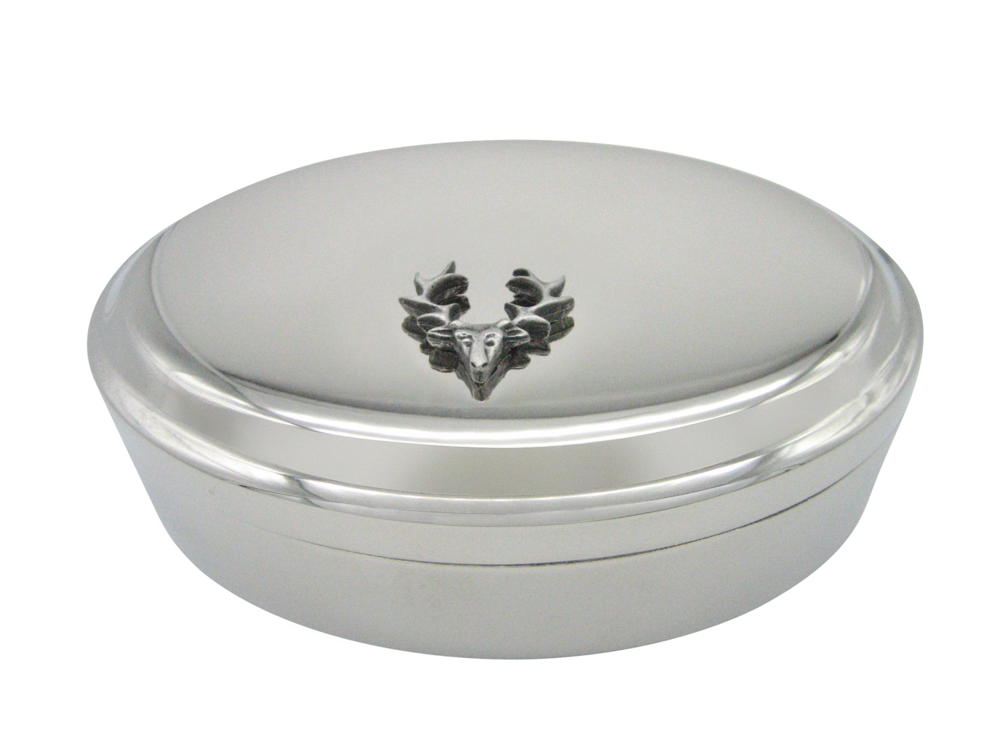 Simple Deer Head Pendant Oval Trinket Jewelry Box