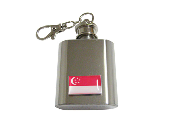 Singapore Flag 1 Oz. Stainless Steel Key Chain Flask