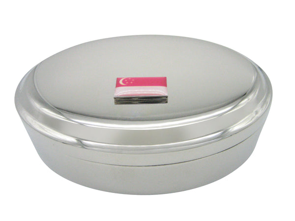 Singapore Flag Pendant Oval Trinket Jewelry Box