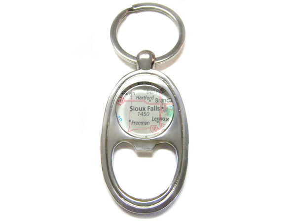 Sioux Falls South Dakota Map Bottle Opener Key Chain