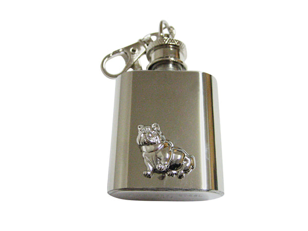 Sitting Bulldog 1 Oz. Stainless Steel Key Chain Flask