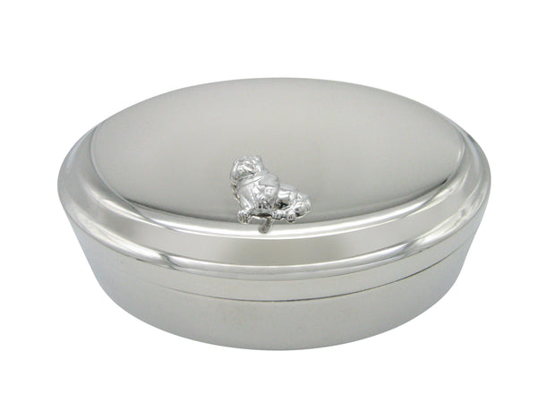 Sitting Bulldog Pendant Oval Trinket Jewelry Box