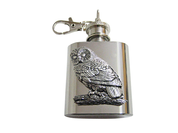 Sitting Owl Bird 1 Oz. Stainless Steel Key Chain Flask