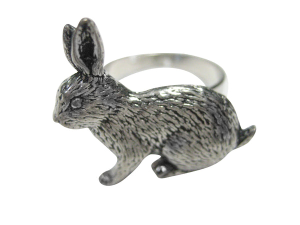 Sitting Rabbit Hare Adjustable Size Fashion Ring