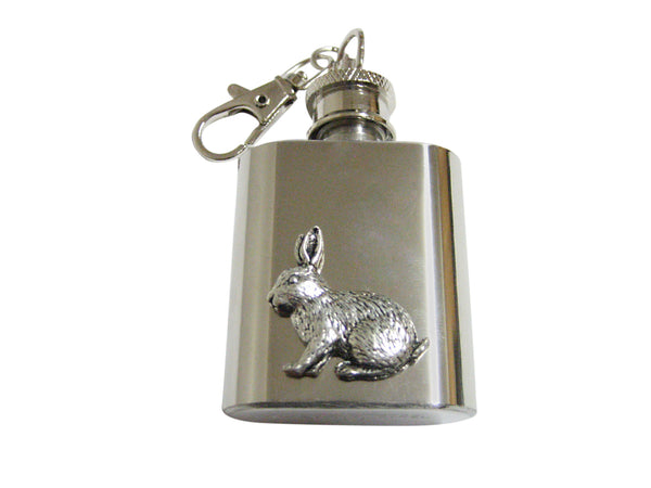 Sitting Rabbit 1 Oz. Stainless Steel Key Chain Flask