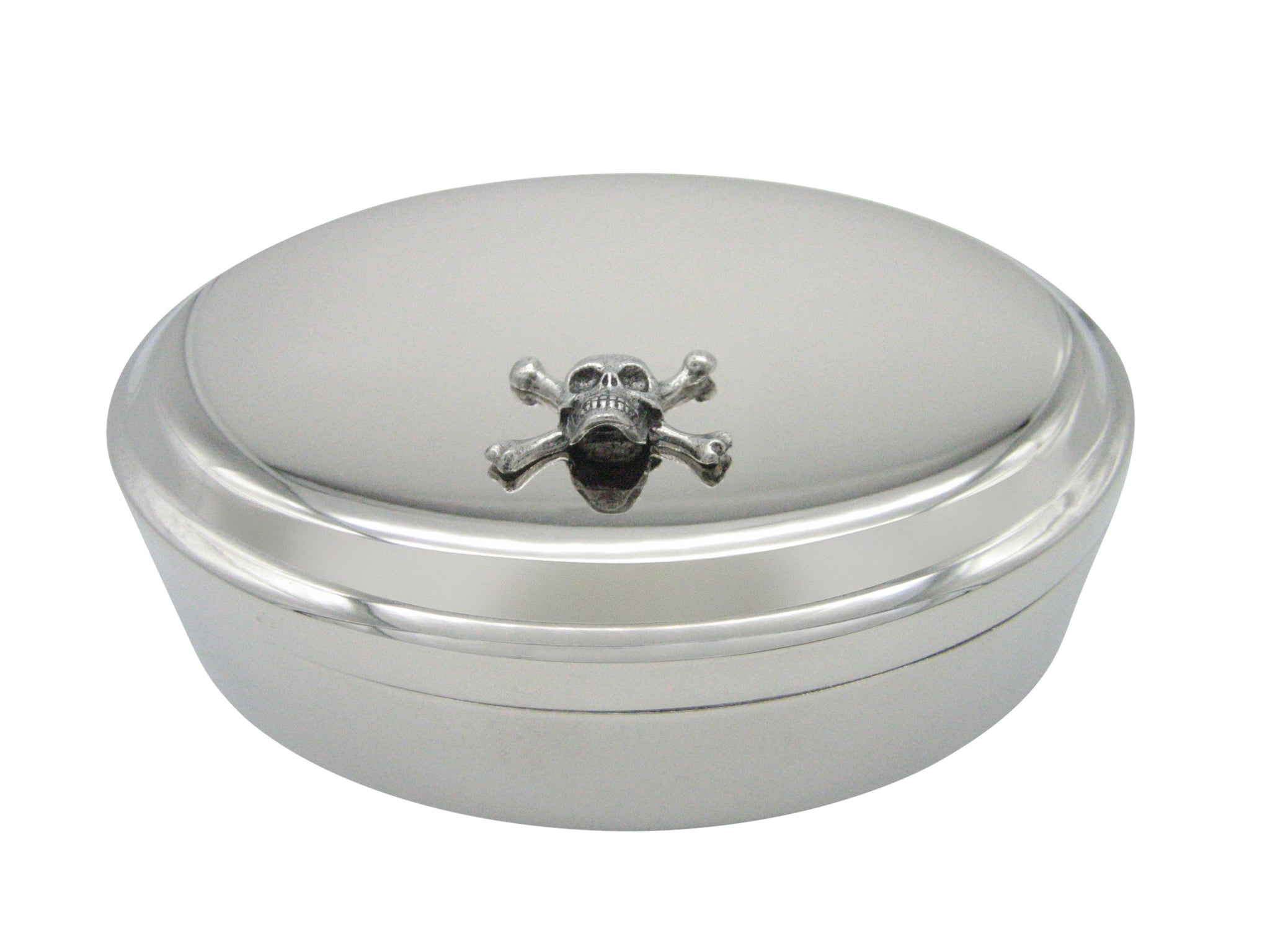 Skull Cross Bones Pendant Oval Trinket Jewelry Box