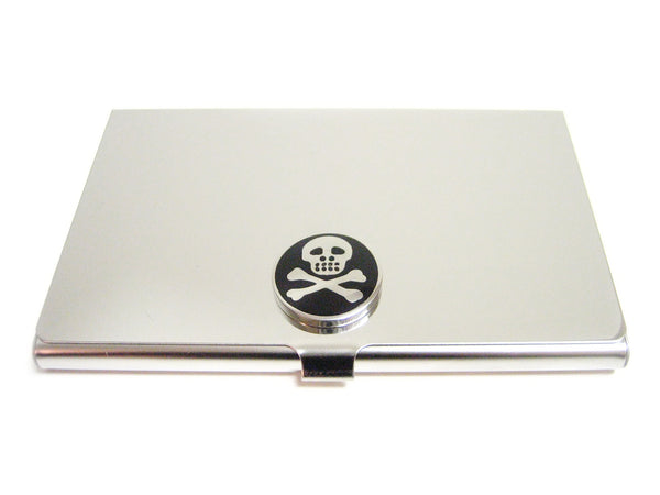 Business Card Holder with Skull Pendant