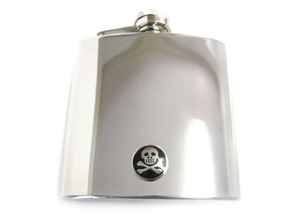6 Oz. Stainless Steel Flask with Skull Pendant