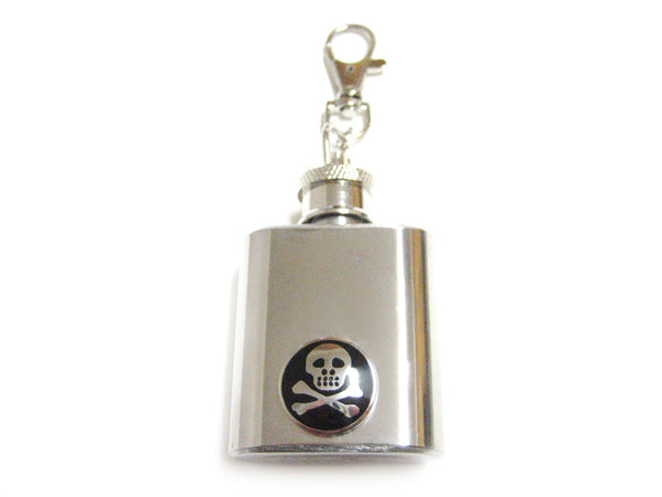 1 oz. Stainless Steel Key Chain Flask with Skull Pendant