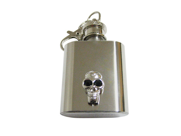 Skull with Black Eyes 1 Oz. Stainless Steel Key Chain Flask