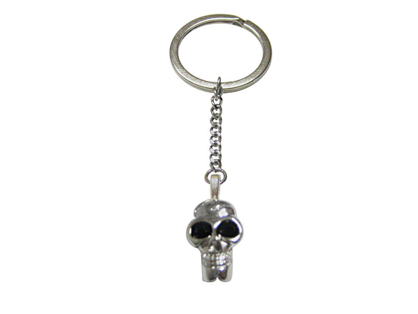 Skull with Black Eyes Pendant Keychain