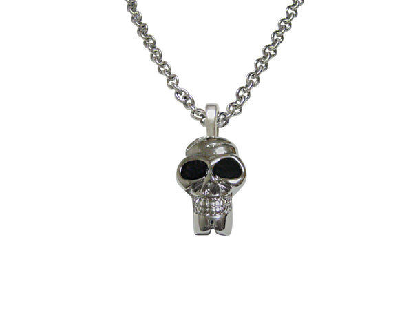 Skull with Black Eyes Pendant Necklace