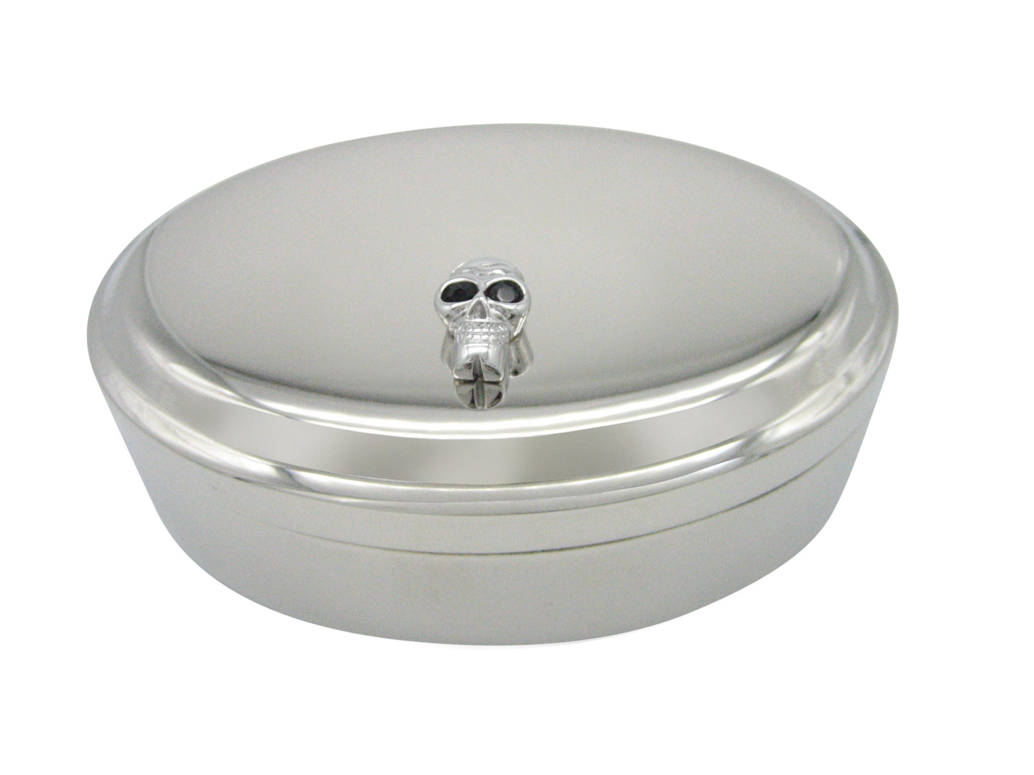 Skull with Black Eyes Pendant Oval Trinket Jewelry Box