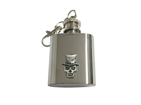 Skull with Hat 1 Oz. Stainless Steel Key Chain Flask