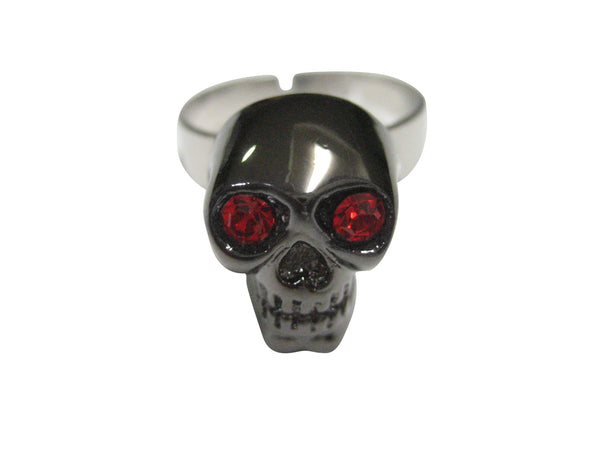 Skull with Red Eyes Adjustable Size Fashion Ring